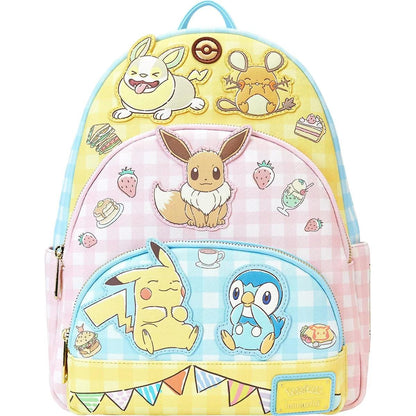 Loungefly Pokemon Pastel Gingham Cafe Triple Pocket Backpack