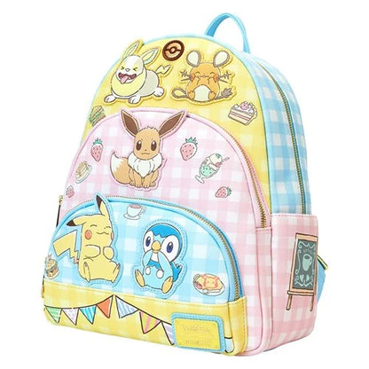 Loungefly Pokemon Pastel Gingham Cafe Triple Pocket Backpack